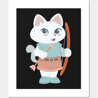 Archery Cute Cat Player - Girl Kids gift graphic Posters and Art